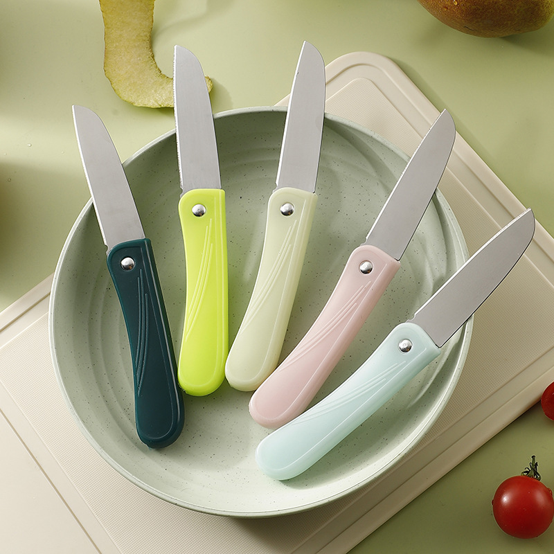 Fruit knife, folding stainless steel knife, supermarket fruit knife, printed LOGO, gift card insert, packaging, peeled, Yangjiang knife Specification drawing