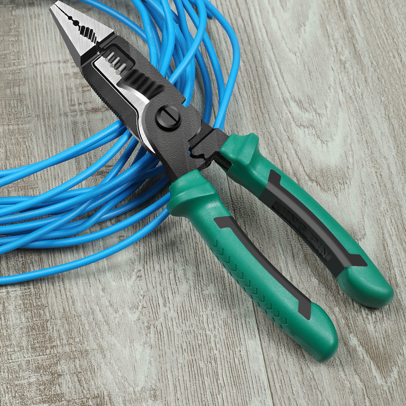 Six-in-one multi-functional electrician's pliers, wire strippers, special steel wire crimping pliers, wire peeling and pulling, pointed nose pliers, wire strippers for foreign trade Item Picture