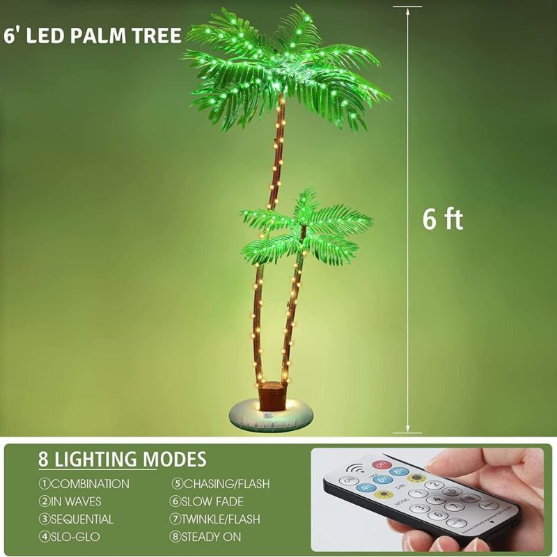 6FT Solar Powered LED Artificial Palm Tree with 121 Lights8 details Picture