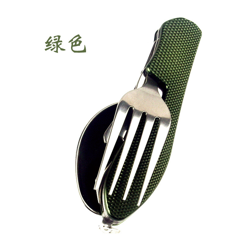 Source factory multi-purpose tool three-in-one picnic knife, fork and spoon set, multi-functional folding travel meal knife that can be folded undefined