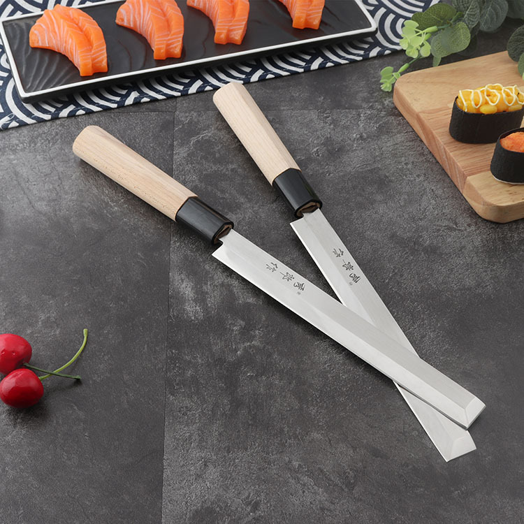 Japanese cuisine knife, willow blade knife, flat head sashimi knife, raw fish knife, salmon cutting knife, fish knife, sushi knife, kitchen knife Specification drawing