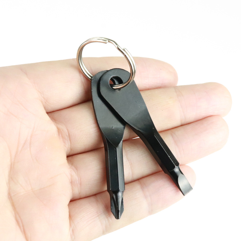 Portable screwdriver, outdoor EDC, multi-functional tool, flat-head screwdriver, cross-head screwdriver with key ring Specification drawing
