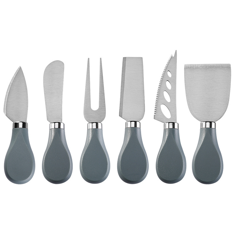 Cross-border in-stock stainless steel cheese knife set, Western cheese knife and fork, jam and cream spatula, baking three-piece set Specification drawing