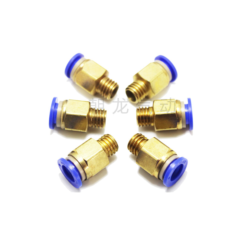 Pneumatic quick connector PC8-02 copper external thread straight-through quick plug air pipe connector PC10-03/PC 12-04 Item Picture