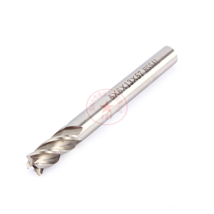 A set of 5 sets of 4-edge Southwest white steel milling cutters, 5 sets of HSS high-speed steel straight shank end mills, and 5 pieces of metal drill bits and milling cutters Specification drawing