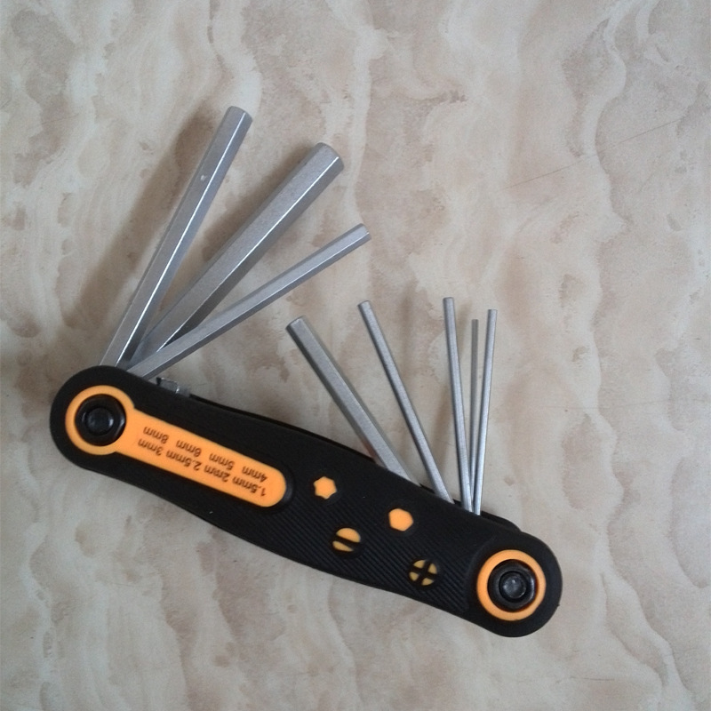 Wholesale of 8-piece portable folding wrench set with screwdriver hex socket Specification drawing
