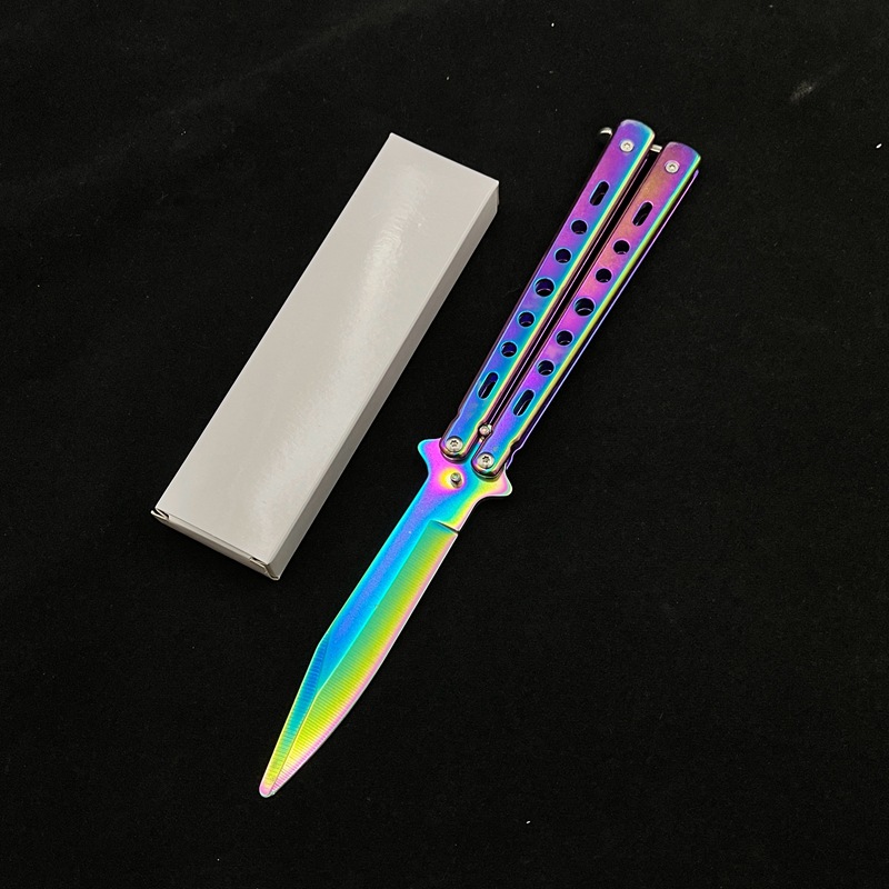 All-steel butterfly swing practice knife, outdoor folding CSGO butterfly training knife, fancy portable practice knife, unedged undefined