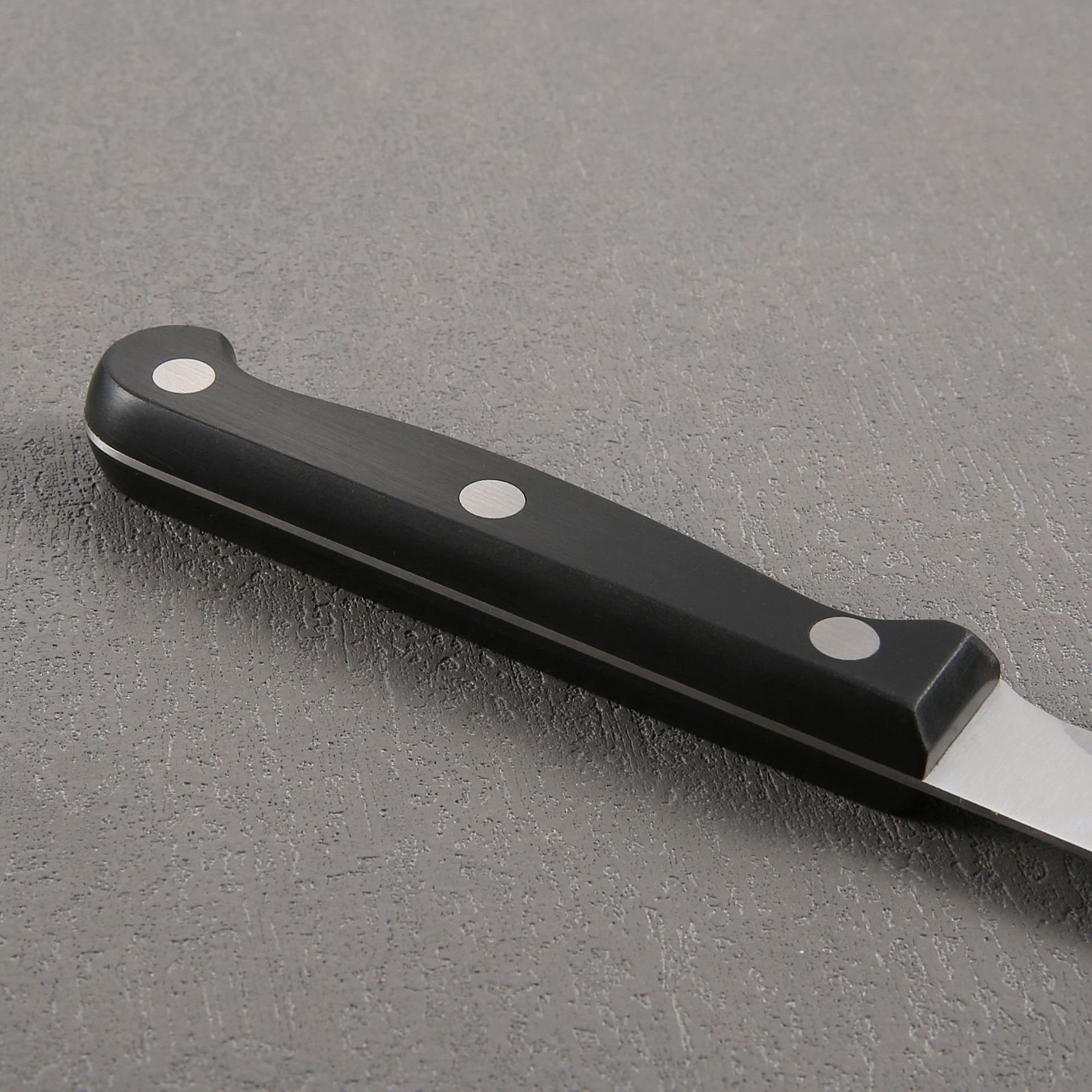 Cross-border in-stock stainless steel POM handle Western-style knife, black Western-style steak knife, steak cutting serrated knife Specification drawing