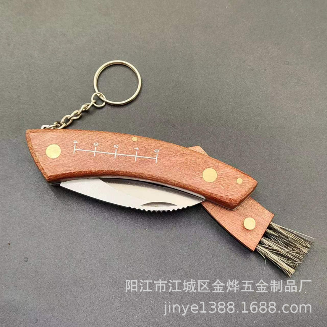 Rosewood mushroom knife, multi-functional outdoor knife, camping knife, brush, wilderness survival folding knife, folding knife details Picture