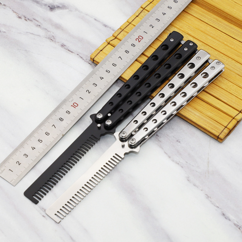 In-stock butterfly comb, folding butterfly comb, csgo butterfly knife, stainless steel swinging knife practice, swinging comb training comb full figure