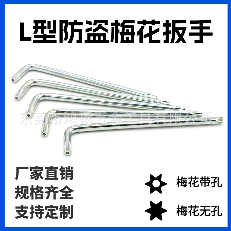 L-shaped anti-theft box wrenches with holes T10, T15, T20, T25, T30 hexagonal star-shaped screwdrivers with columns full figure