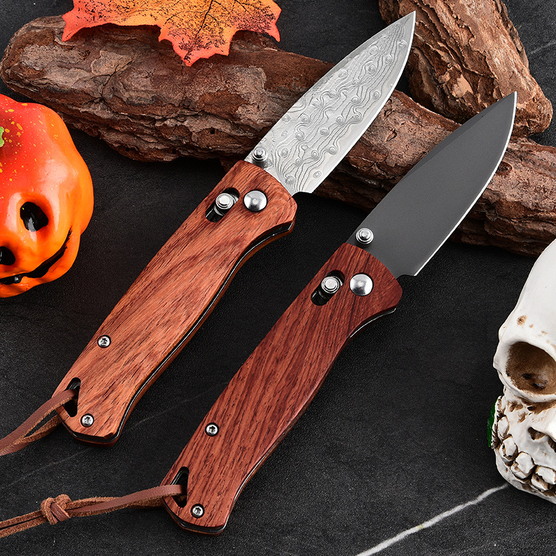 Damascus steel folding knife, outdoor knife, camping knife in the wild, outdoor knife, meat and fruit knife, portable knife details Picture