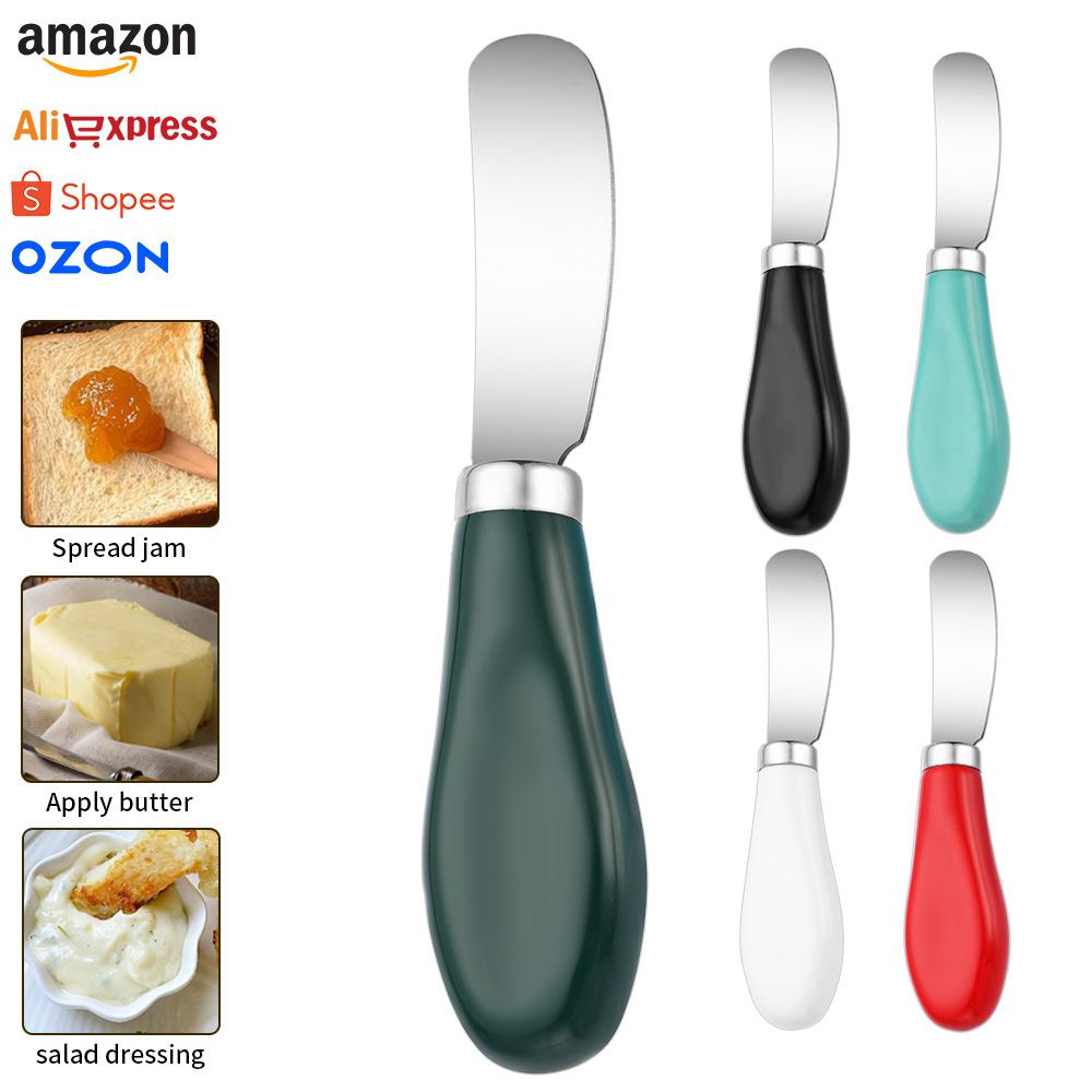Cross-border 430 stainless steel ceramic handle butter knife, cheese knife, cheese knife, mini butter knife, cream knife, cheese knife details Picture