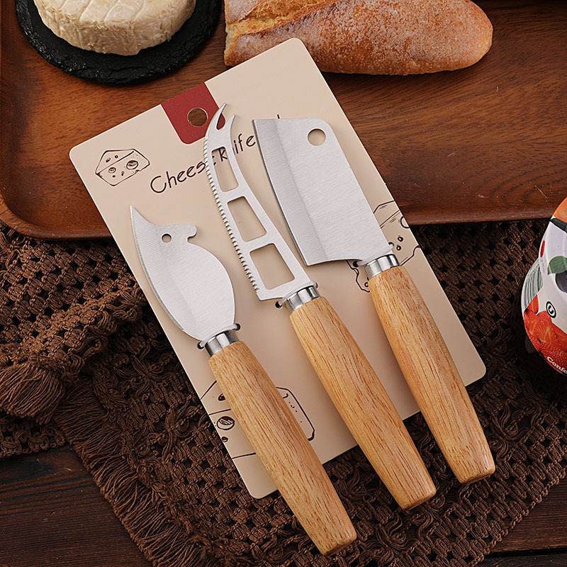 Cross-border stock rubber wooden-handled cheese knife, cheese knife, cute mouse knife, serrated steak knife, mini kitchen knife Specification drawing
