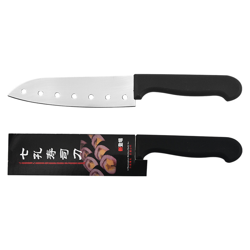 Stainless steel seven-hole sushi knife, Japanese sashimi cooking knife factory in stock, kitchen household set knife Application Scenario