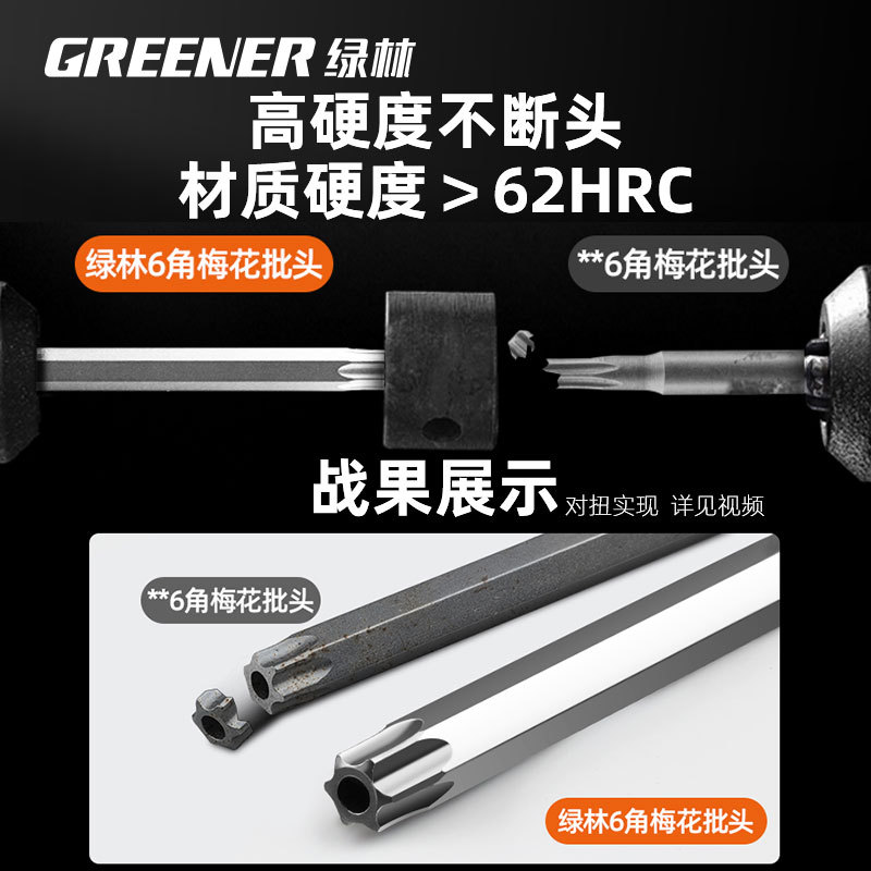 Green Forest Plum Blossom Screwdriver Head Strong magnetic electric wind cover Screwdriver, Hand drill, electric screwdriver, Screwdriver head, hexagonal handle ten-piece set Application Scenario