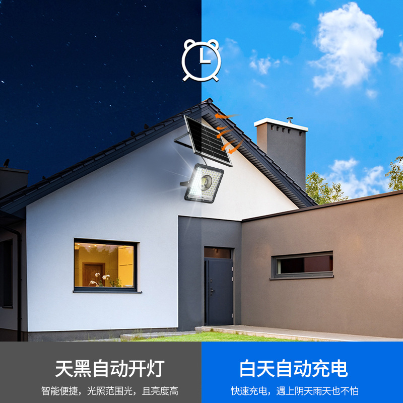 Cross-border solar street lamps, outdoor floodlights, rainproof home courtyard lights, original manufacturer, wholesale of household solar lamps Specification drawing