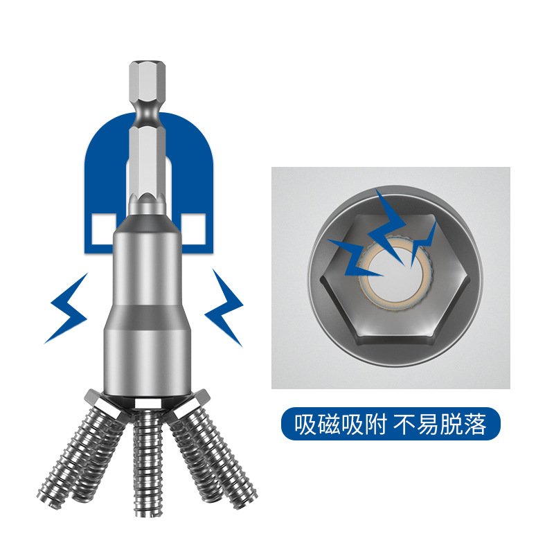 Fangdawang electric wrench socket head, deepened hexagon socket, extended air wrench socket, hand drill, air cannon screwdriver Specification drawing