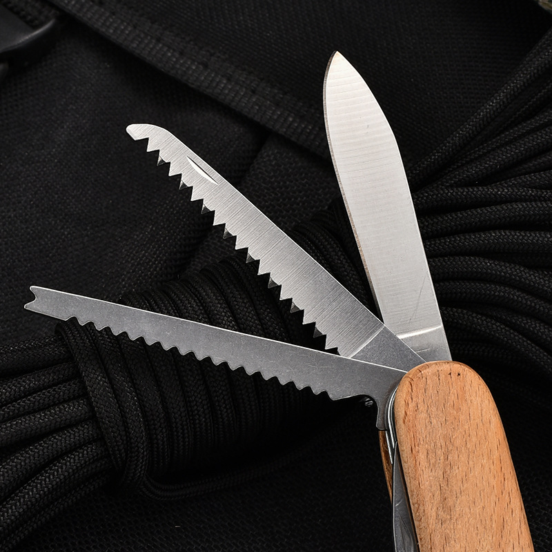 In-stock outdoor stainless steel multi-functional 11-inch wooden handle multi-functional knife and 11-inch multi-purpose knife details Picture