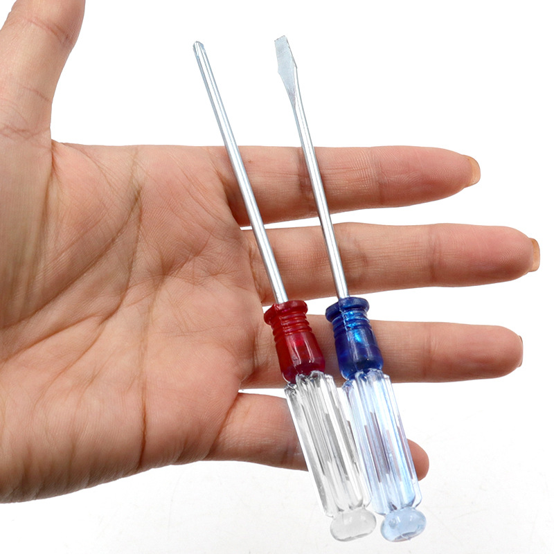 Transparent handle screwdriver, flat-head cross-head, daily disassembly and maintenance tools, manual screwdriver, mini screwdriver Specification drawing
