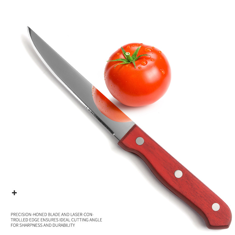 Colored wooden handle stainless steel Western-style steak knife, Western-style steak knife, beef and pork chop knife, fruit knife, meat knife in stock Application Scenario