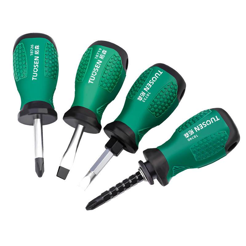 Tosen mini cross-head screwdriver with magnetic screwdriver extendable dual-purpose screwdriver, short household flat-head screwdriver Item Picture