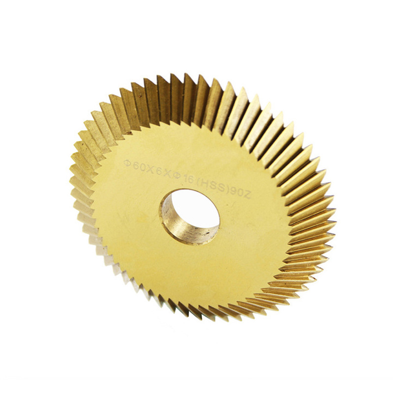 Wholesale of HSS high-speed steel cutting saw blades, single-sided tooth titanium-coated circular saw blades, cutting blades 60*6*16*90T Specification drawing