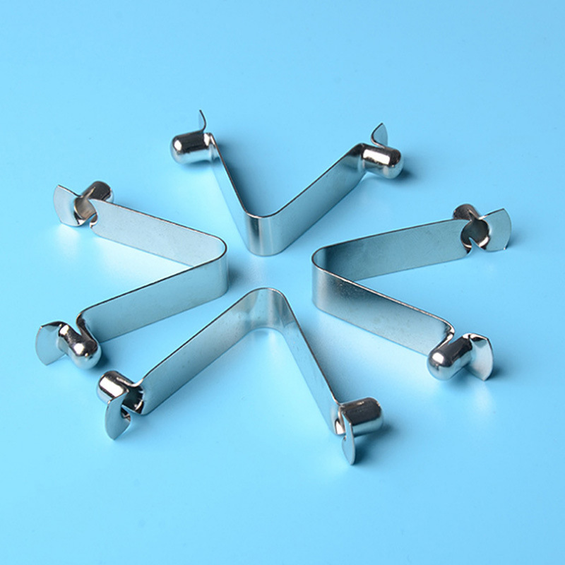 Internal positioning V-shaped ball single and double head solid telescopic pipe positioning spring buckle telescopic frame metal accessory V-shaped spring piece Specification drawing