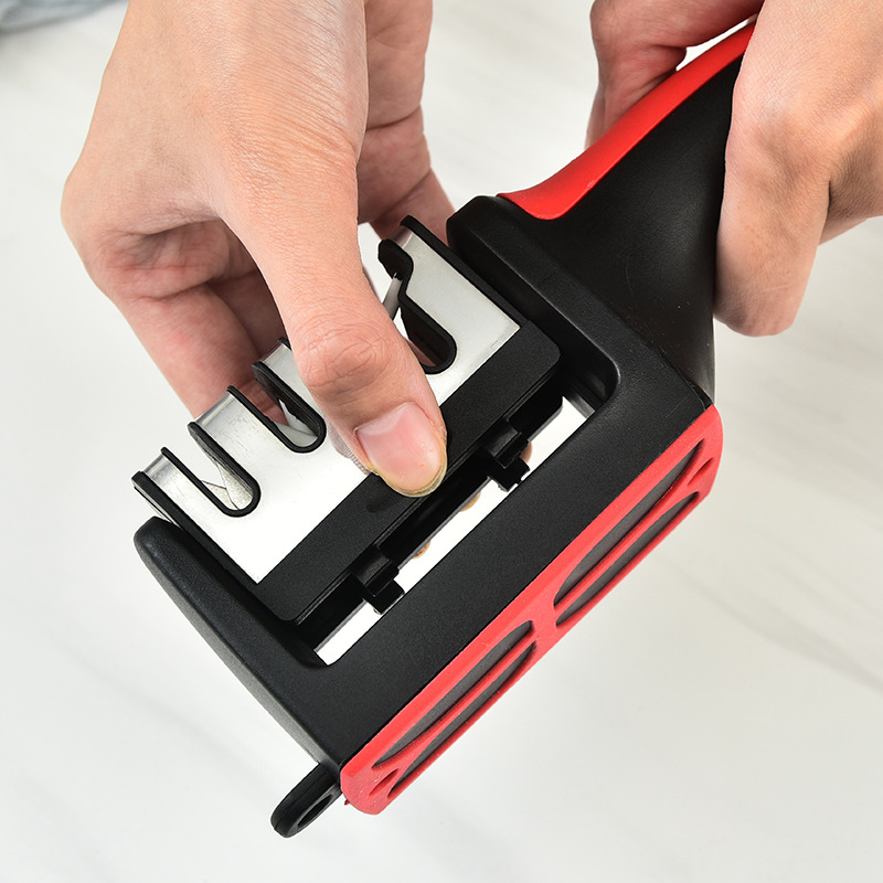 Wall-mounted four-section knife sharpener, kitchen multi-functional knife sharpener, handheld quick whetstone, new household knife sharpener Application Scenario
