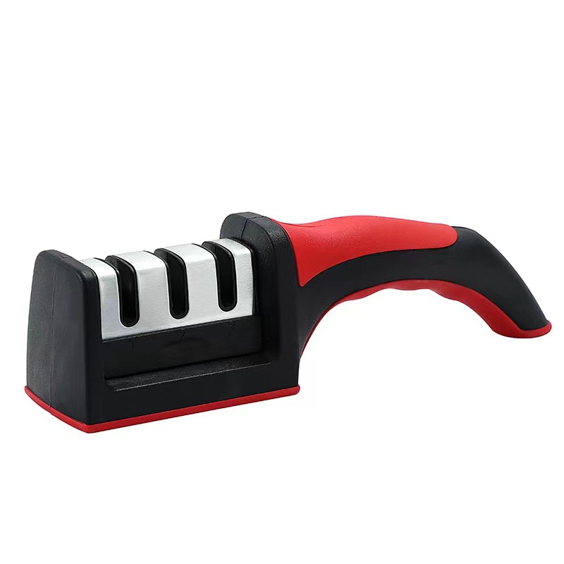 Knife sharpener manufacturer, three-section and four-section anti-slip whetstone, multi-functional kitchen knife sharpener, kitchen knife and scissors sharpener Item Picture
