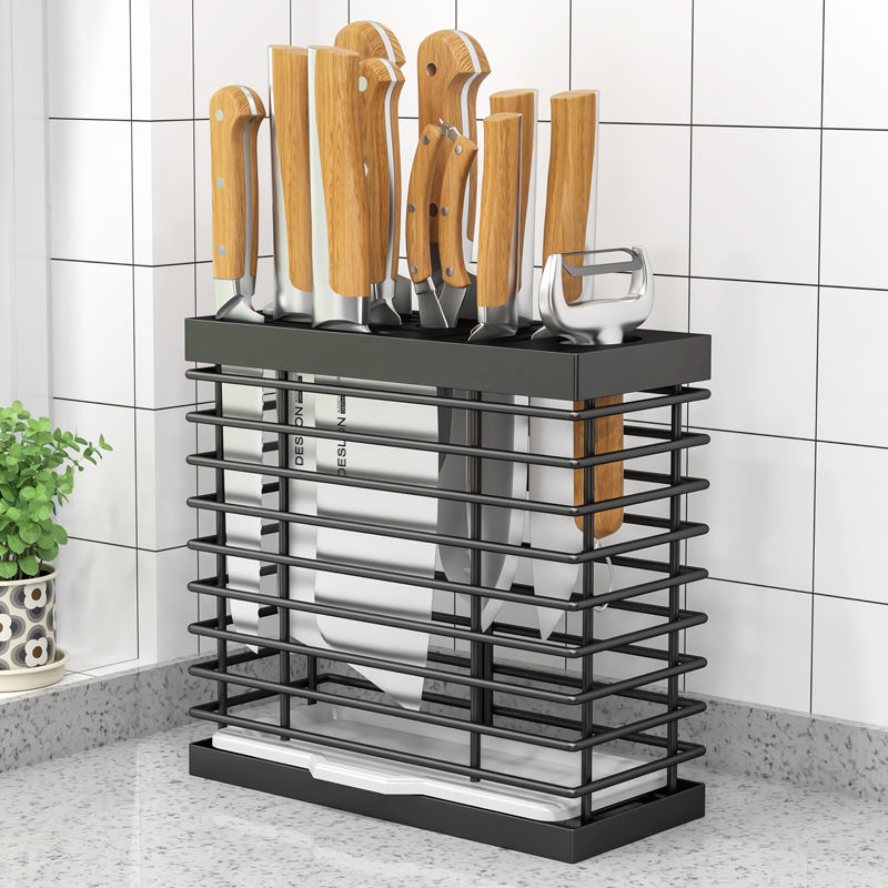 New kitchen multi-functional storage rack with integrated knife holder and chopstick cage, no need for drilling details Picture