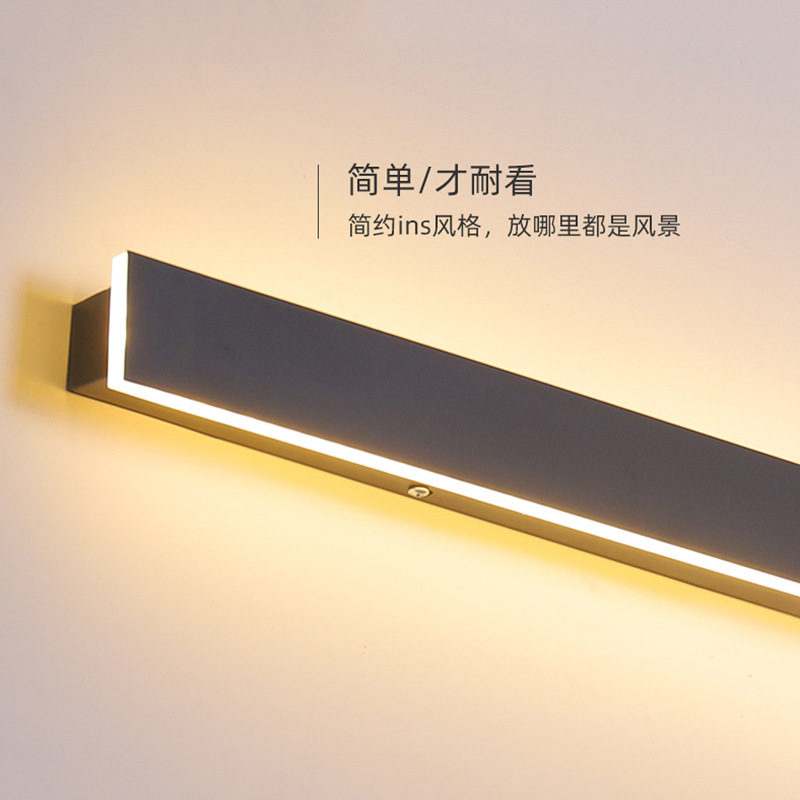 Outdoor waterproof wall lamps, long strip minimalist bedroom background wall lamps, simple hotel engineering villa column wall-washing lamps Application Scenario