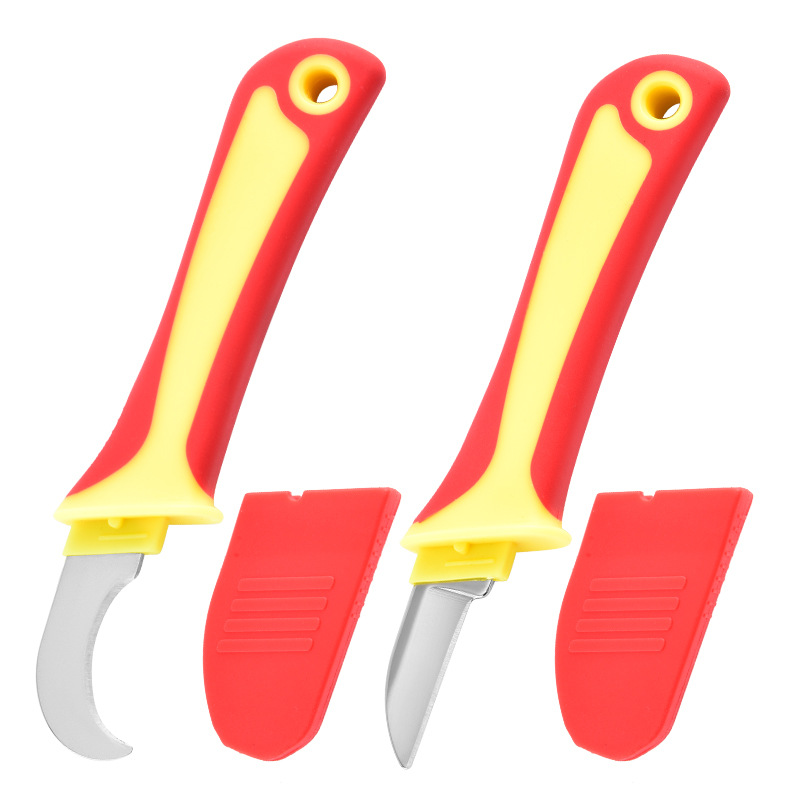 Customized stainless steel straight-edge and bending-edge insulated electrician's knife, insulated wire stripping knife, cable and wire stripping knife manufacturer Item Picture
