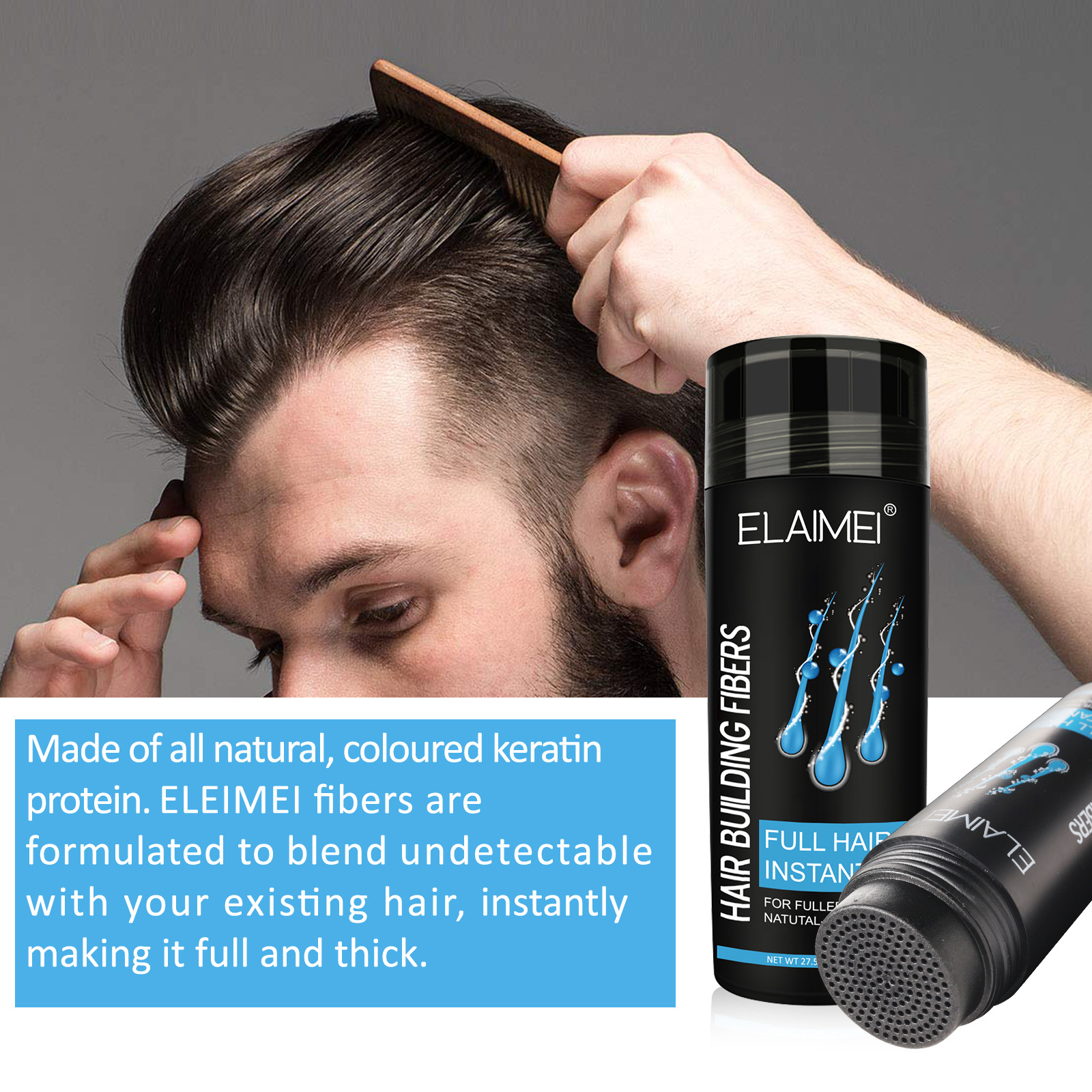 ELAIMEI Cross-border Hair Fibers Powder Hair Fibers Spray Hair Thick and Dense Hair Fibers Powder Application Scenario