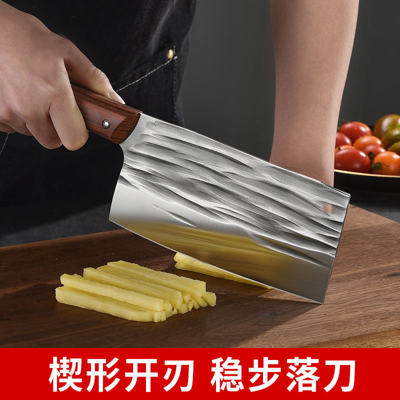 Forged kitchen knives, handcrafted hammer-textured chopping knives, lightweight household slicing knives, ladies' special knives, bone cutting knives, chefs details Picture