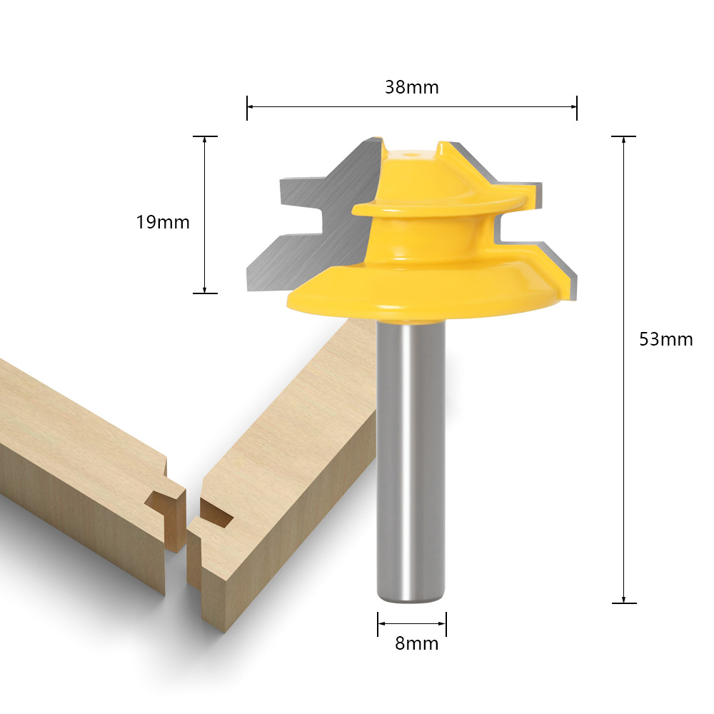 1/2 handle 1/4 handle 45-degree tenon knife, woodworking tool, panel splicing knife, wood milling knife, line knife, right-angle knife undefined