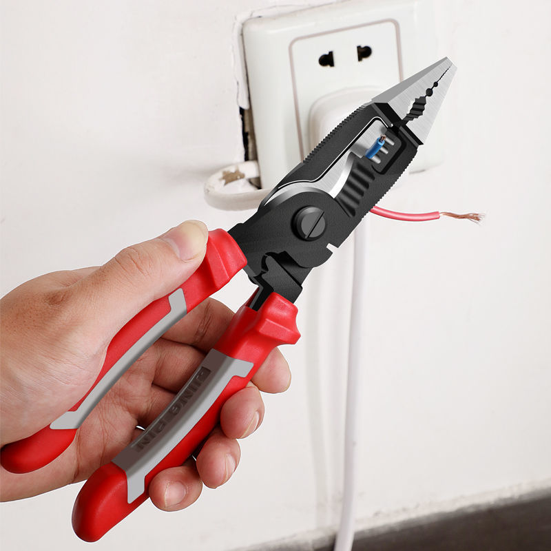 Six-in-one multi-functional electrician's pliers, wire strippers, special steel wire crimping pliers, wire peeling and pulling, pointed nose pliers, wire strippers for foreign trade Specification drawing