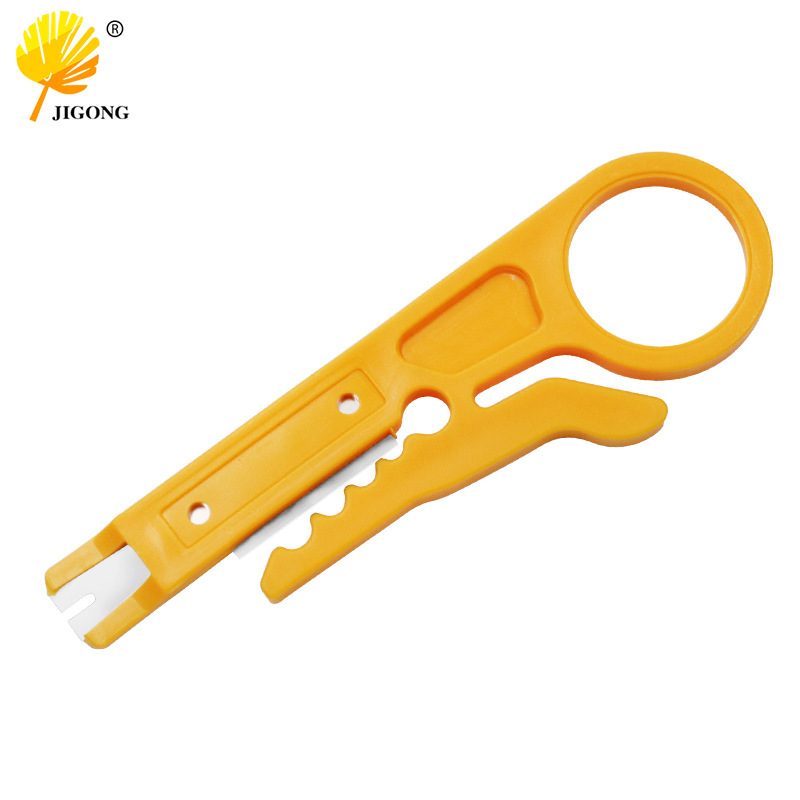 Small yellow knife wire crimping tool, wire stripper, wire crimping tool, simple wire stripping and crimping knife, wire and network cable crimping pliers full figure