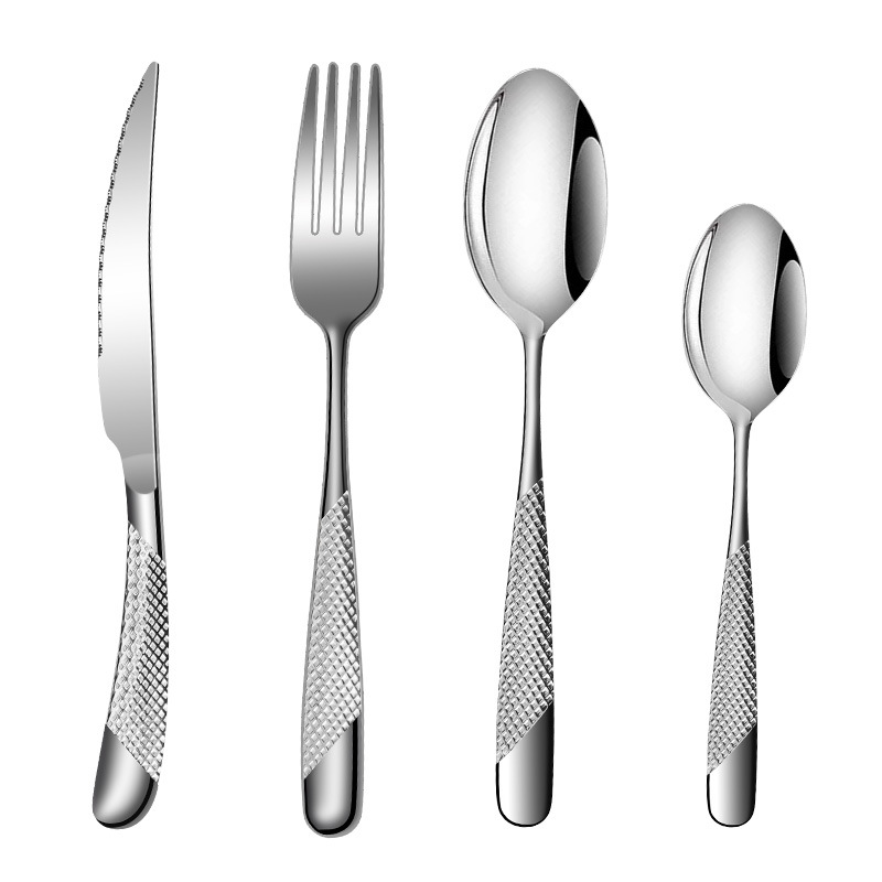Amazon exclusive stainless steel star diamond Western tableware, high appearance level spoons, thickened steak knives manufacturer wholesale Item Picture