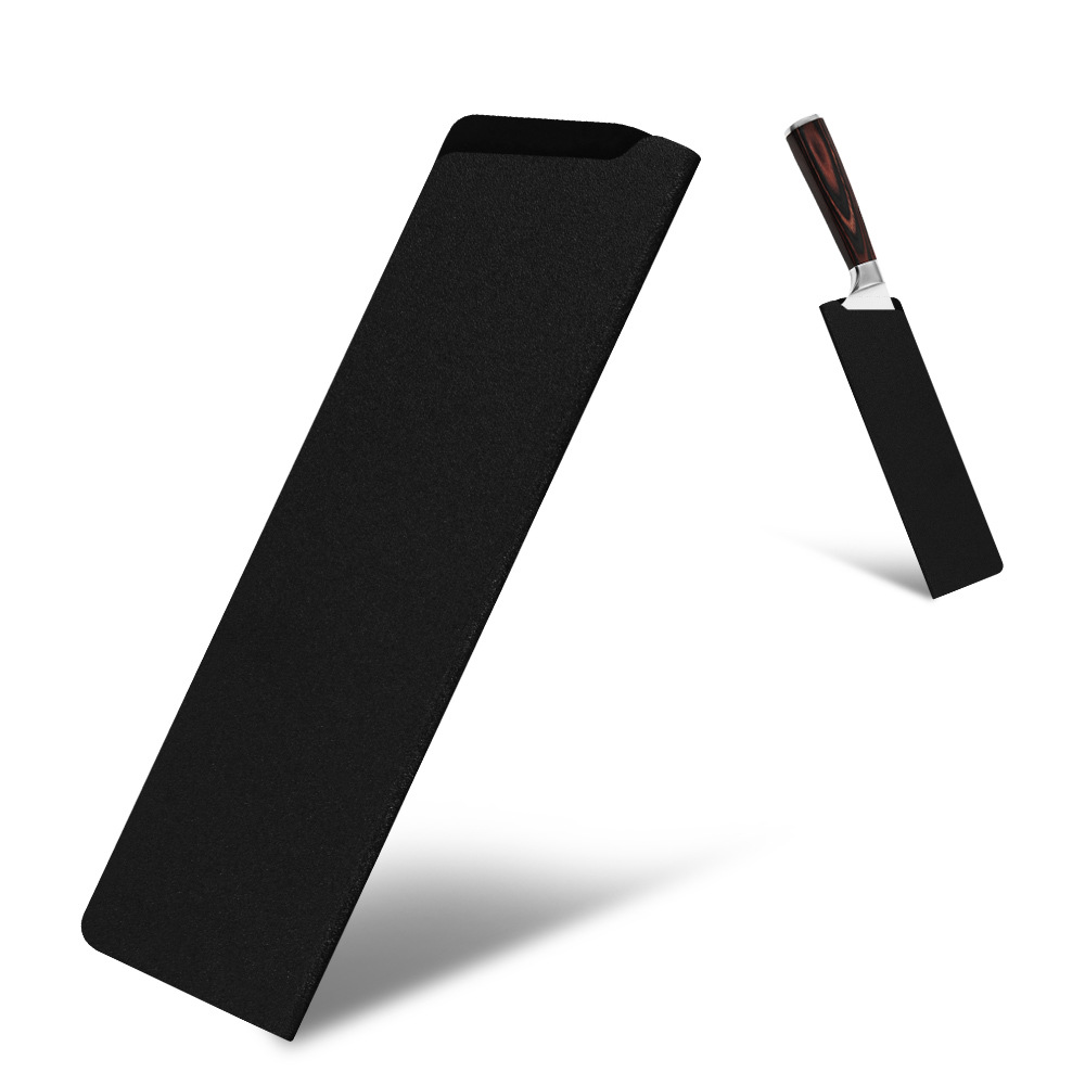 8-inch flocking knife cover, rectangular black ABS knife storage and protection cover, suitable for chef knives, kitchen knives and cutting auxiliary knives full figure