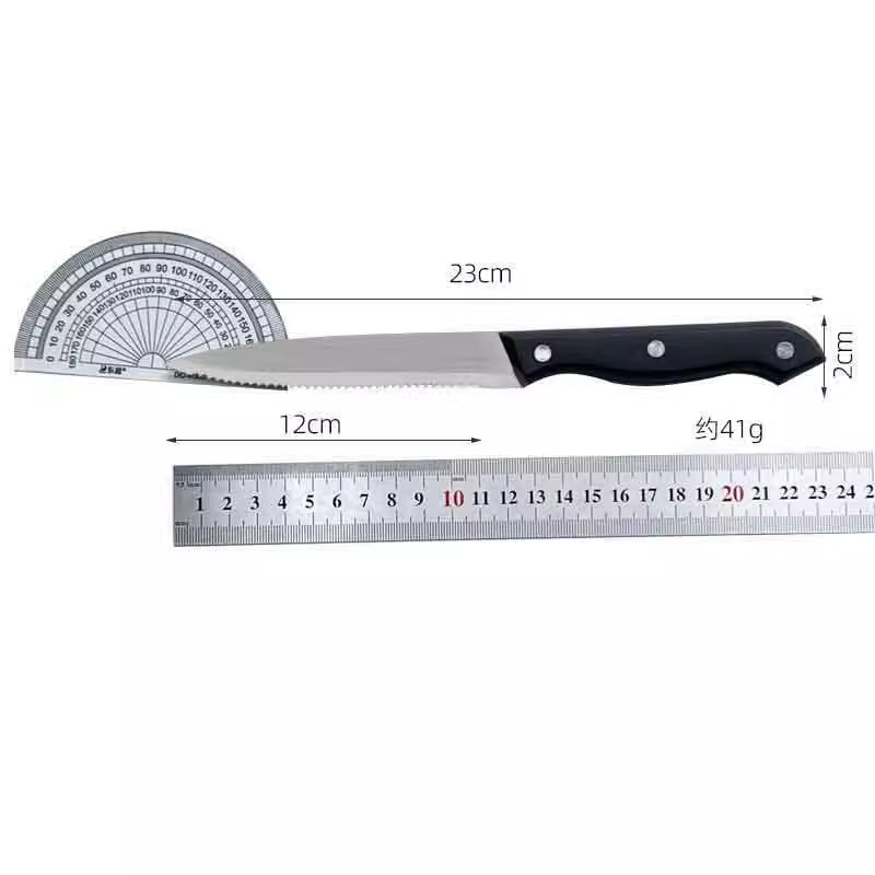 Thickened steak knife, bread knife, stainless steel Western-style knife, lemon knife, frosted handle, serrated knife, steak and pork chop Application Scenario
