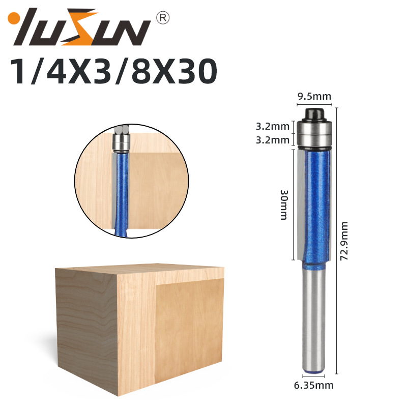Yusheng double-axis trimming knife Flash Silver Blue 1/4 handle woodworking milling cutter with double-edge trimming machine head bakelite milling undefined