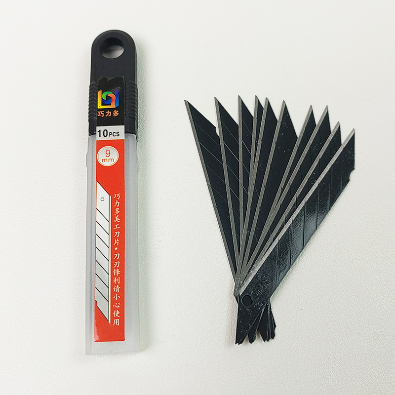 Small all-black blade 9mm, artistic blade 30 degrees and 60 degrees, professional industrial wall fabric, wallpaper and film application small blade details Picture