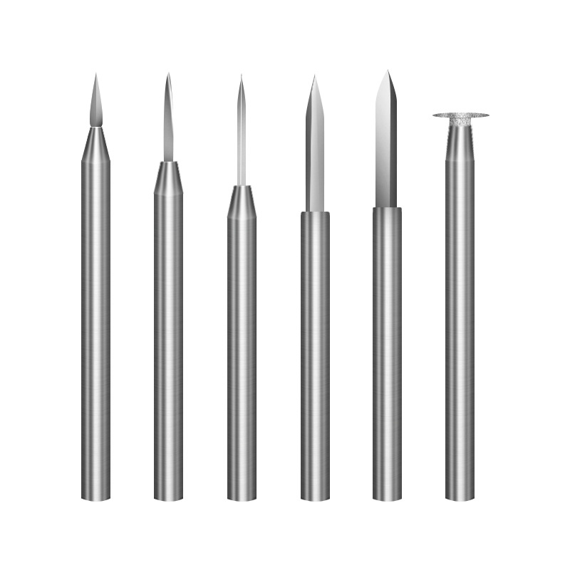 Sword-shaped woodworking engraving knife, woodworking sword tooth machine for engraving characters and lines, milling cutter, 6 pieces of electric engraving drill bit tools Item Picture