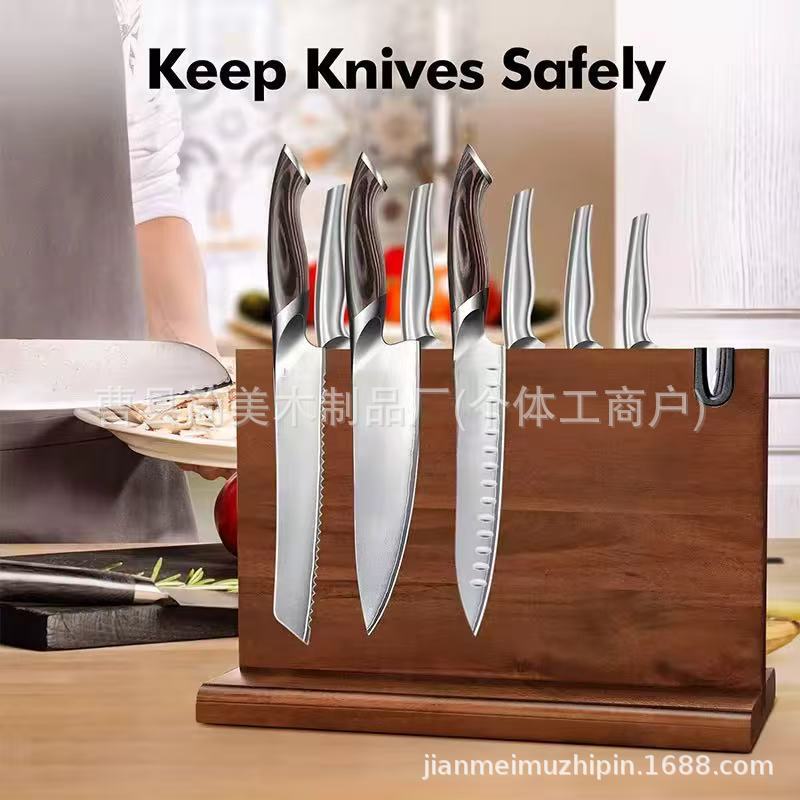 Kitchen desktop retro magnetic knife rack, vertical kitchen knife base, household decorative rack d, multi-specification anti-slip storage Specification drawing
