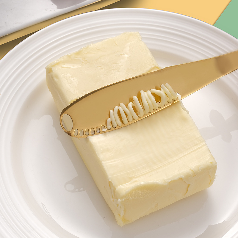 Cross-border 430 stainless steel cheese knife wholesale, cheese butter with holes spreading cream knife, bread jam butter knife Specification drawing