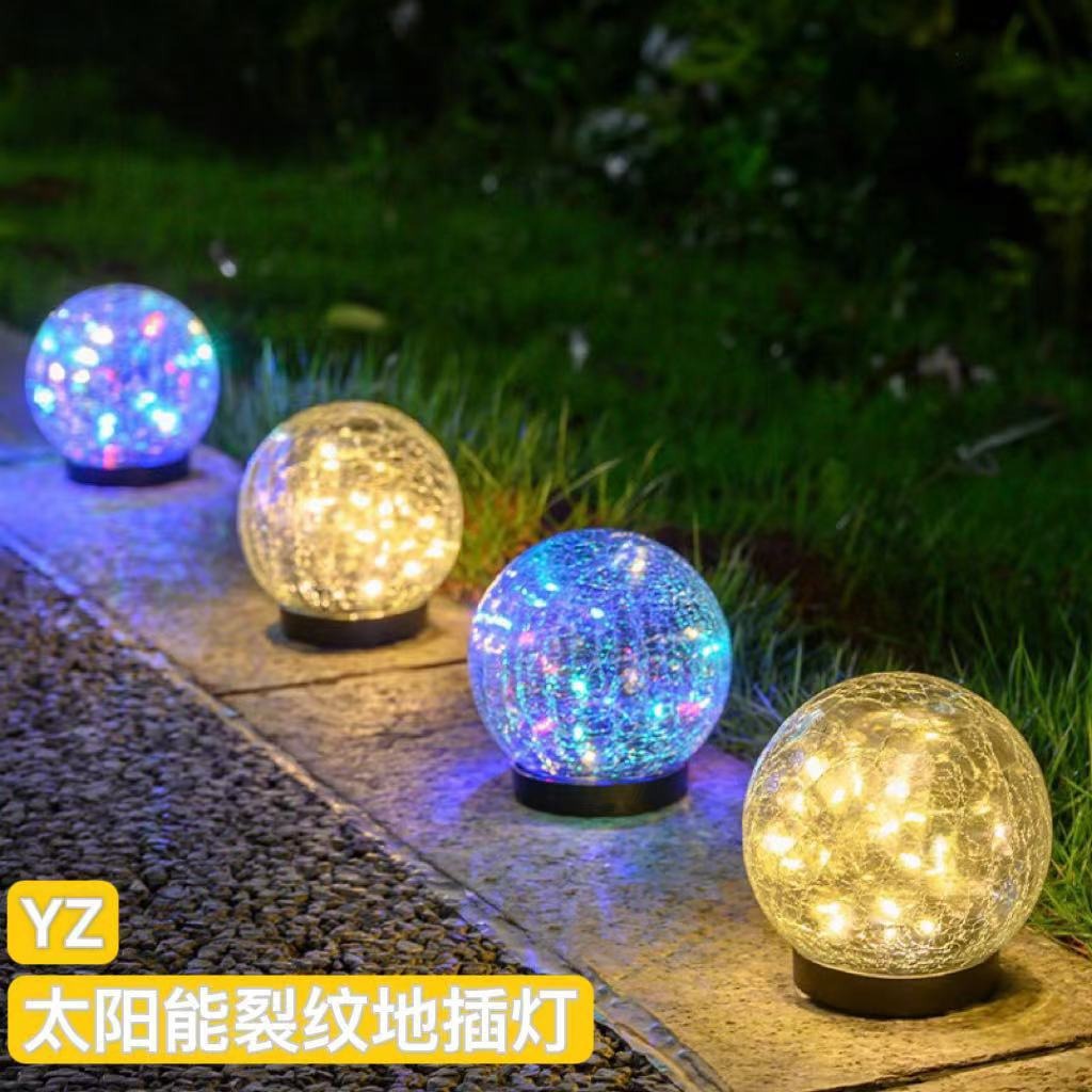 Solar crack lamp, outdoor courtyard glass hanging lamp, wish creative decoration, Christmas Mason bottle lamp, ground socket lamp full figure