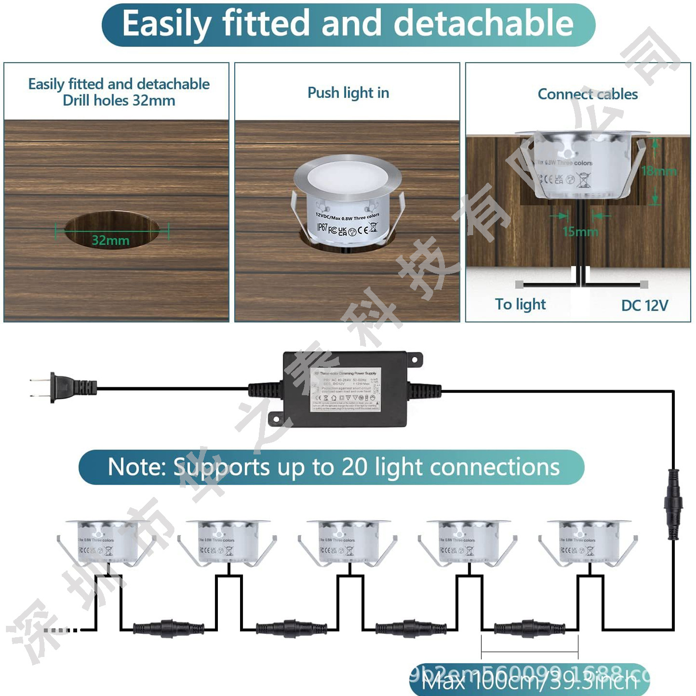 Three types of led deck lights, remote-controlled dimming LED ground lights, IP67led corridor lights, factory direct sales of lamps details Picture