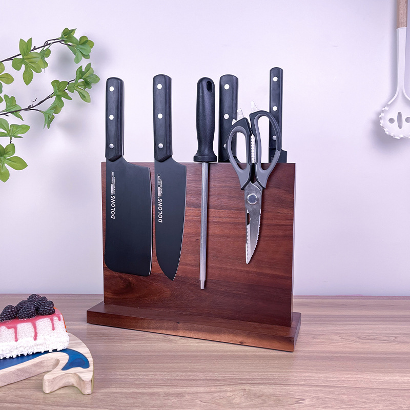 Kitchen double-sided magnetic knife rack, wooden magnetic knife base, tableware display rack, magnetic knife storage rack, kitchen knife storage Application Scenario
