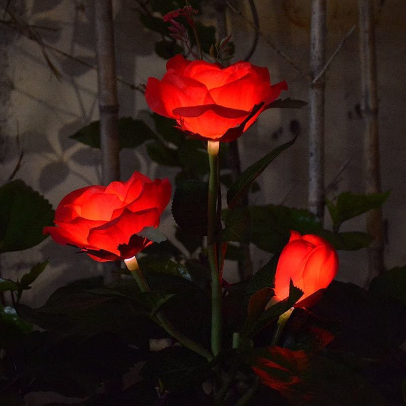 Solar rose flower lamps, LED garden decoration simulation flower lamps, outdoor waterproof courtyard park, villa lawn lamps Application Scenario